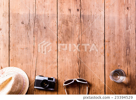 Summer vacation composition. Hat, camera Summer vacation composition. Hat, camera 23394529