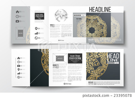 Set of tri-fold brochures, square design templates 23395078