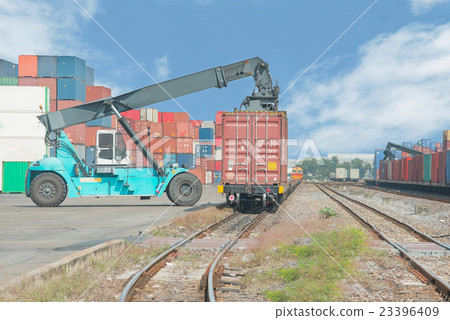 forklift handling container box loading to train forklift handling container box loading to train 23396409
