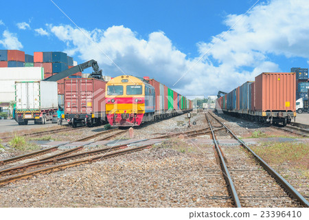 Freight trains on cargo terminal at dock 23396410