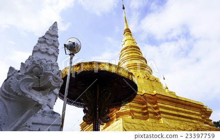 white serpent and golden Pagoda 23397759