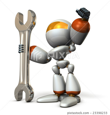 Cute robot symbolizing reliable technology Cute robot symbolizing reliable technology 23398233