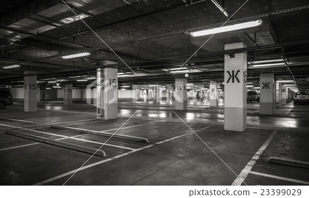 Parking garage underground interior Parking garage underground interior 23399029