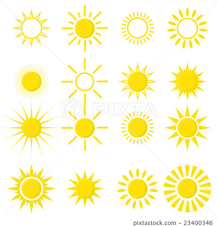 set of sun icons isolated on white background. - Stock Illustration ...