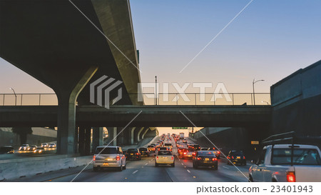 Dusk Highway scenery in Los Angeles 23401943