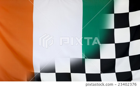 Winner Concept Ivory Coast and checkered goal flag Winner Concept Ivory Coast and checkered goal flag 23402376