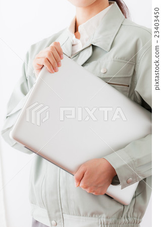 工作服婦女，筆記本電腦，膽量姿勢 23403450
