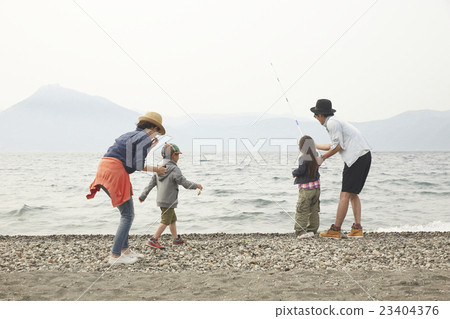 Family camp fishing 23404376