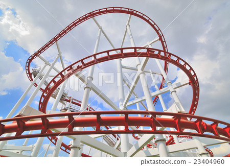 a steel roller coaster on cloudy a steel roller coaster on cloudy 23404960