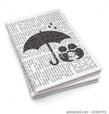 Safety concept: Family And Umbrella on Newspaper 23405731
