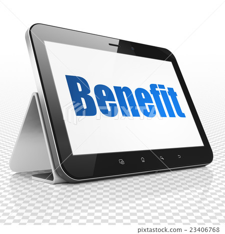 Finance concept: Tablet Computer with Benefit on Finance concept: Tablet Computer with Benefit on 23406768