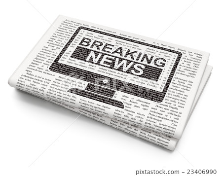 News concept: Breaking News On Screen on Newspaper News concept: Breaking News On Screen on Newspaper 23406990