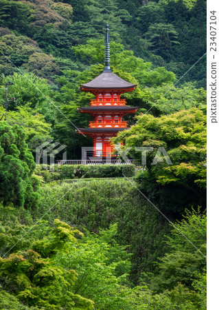 Red pagoda in Kiyomizu-dera Temple Red pagoda in Kiyomizu-dera Temple 23407104