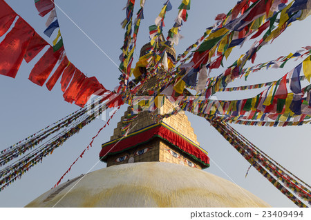 Detail of the Boudhanath Stupa in Kathmandu, Nepal 23409494