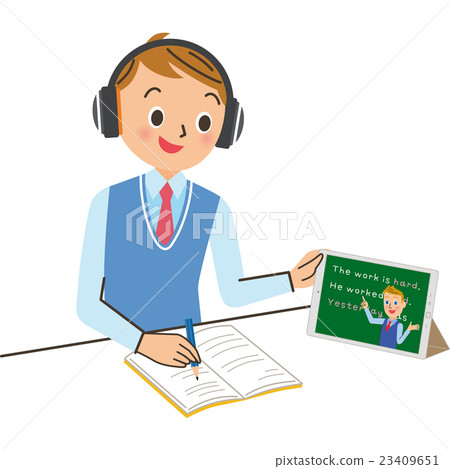 Men watching video classes - Stock Illustration [23409651] - PIXTA