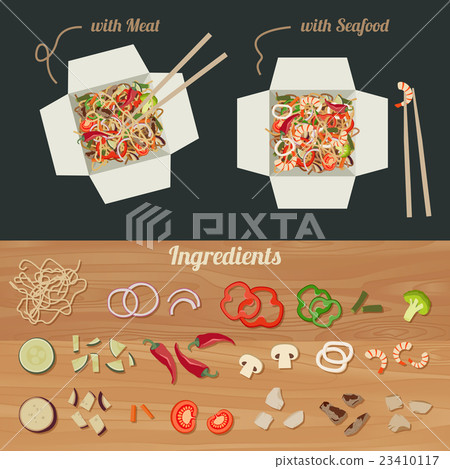 Chinese noodles with ingredients. 23410117