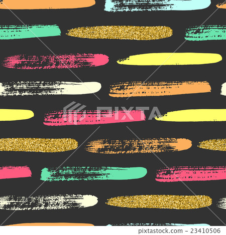 Seamless pattern with gold glitter brush strokes. 23410506