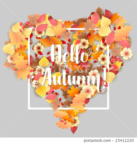 Autumn Frame in Shape of Heart - Stock Illustration [23412220] - PIXTA