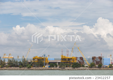 big shippingbuilding with cranes in Thailand big shippingbuilding with cranes in Thailand 23412257