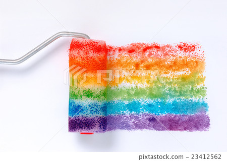 top view of concept gay symbol with paint roller top view of concept gay symbol with paint roller 23412562