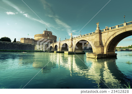 Sant Angelo Castle and Bridge in sunset time, Rome, Italia 23412828