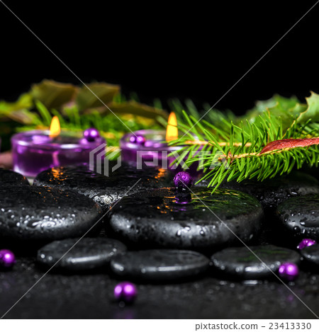beautiful winter spa concept of zen basalt stones 23413330