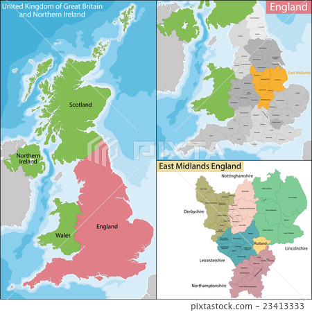 Map of East Midlands England 23413333
