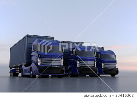 藍色混合動力卡車水平襯裡 23416308