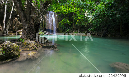 Deep forest waterfall, Kanchanaburi, Thailand 23420096
