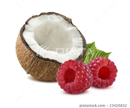 Coconut raspberry 1 isolated on white background Coconut raspberry 1 isolated on white background 23420832