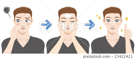 Male's Acne Care Step Illustration Male's Acne Care Step Illustration 23422421