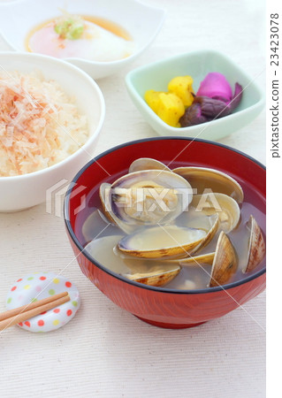 Breakfast with miso souce with clams 23423078