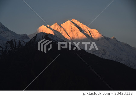 Pakistan Dawn's Hunza Rakaposhi peak taking a day in the morning 23423132