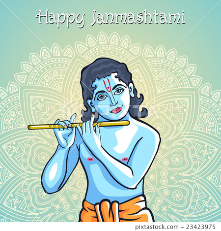 Hindu god Lord Krishna. Happy janmashtami vector 23423975