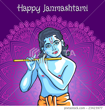 Hindu god Lord Krishna. Happy janmashtami vector 23423977