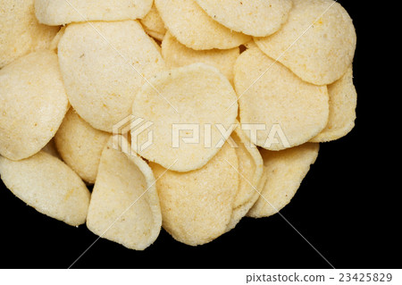 Thai shrimp crispy cracker on black background. Thai shrimp crispy cracker on black background. 23425829