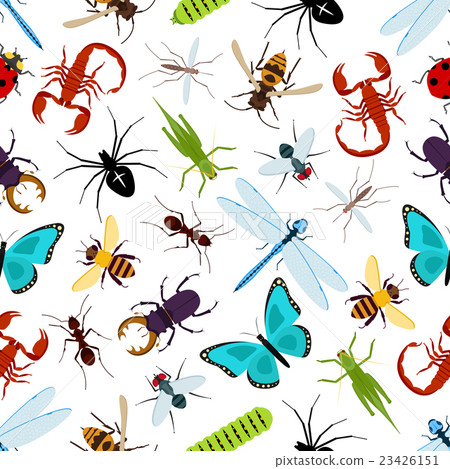 Colorful insect animals seamless pattern Colorful insect animals seamless pattern 23426151