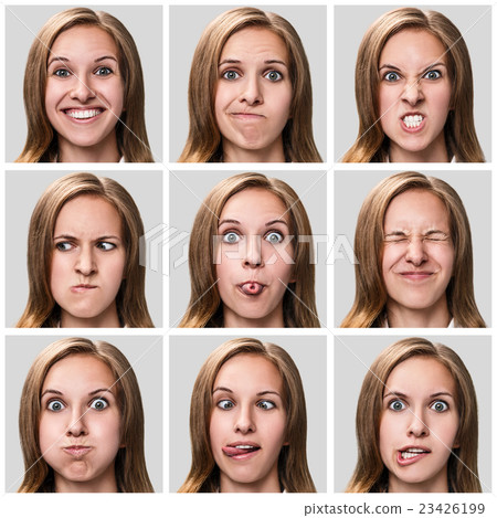 Young woman expressing different emotions Young woman expressing different emotions 23426199