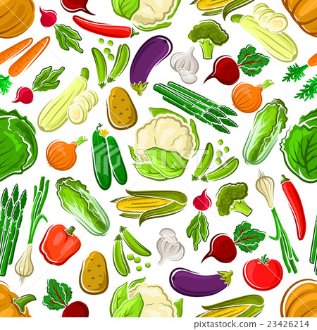 Healthy and raw farm vegetables seamless pattern Healthy and raw farm vegetables seamless pattern 23426214