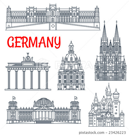 Tourism thin line Germany remarkable landmark Tourism thin line Germany remarkable landmark 23426223