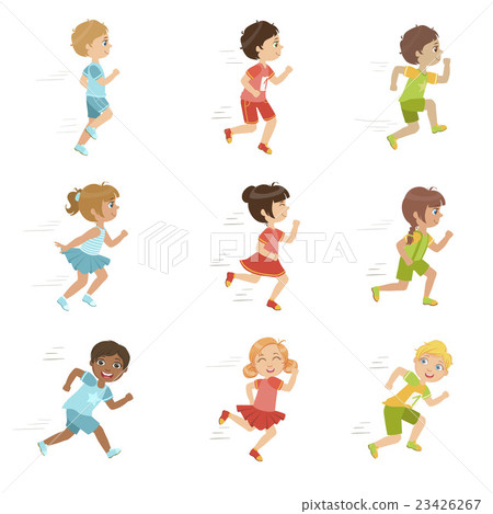 Kids Running Set - Stock Illustration [23426267] - PIXTA