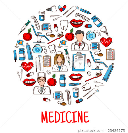 Medicine equipment icons in round shape Medicine equipment icons in round shape 23426275