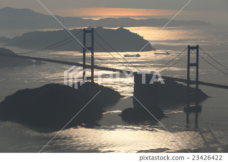 Shimanami Kaido Kurushima gorge Ohashi sunset view 23426422