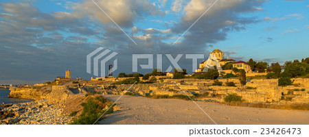 Ancient ruins Chersonesus Taurica in the rays of 23426473