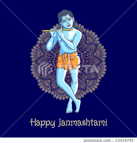 Lord Krishna Plays His Flute against mandala Lord Krishna Plays His Flute against mandala 23429785