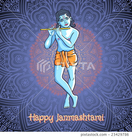 Lord Krishna Plays His Flute against mandala Lord Krishna Plays His Flute against mandala 23429786