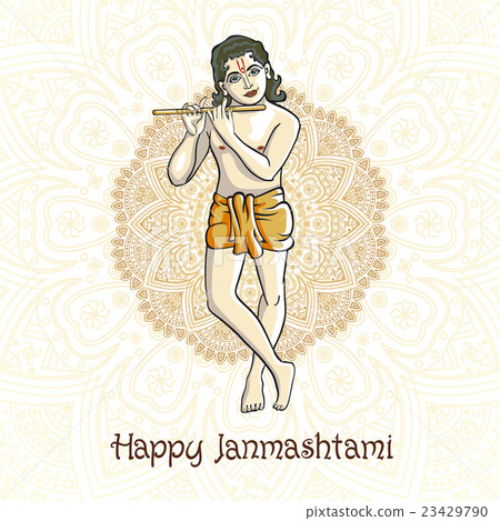 Krishna playing the flute. Vector janamashtmi  23429790
