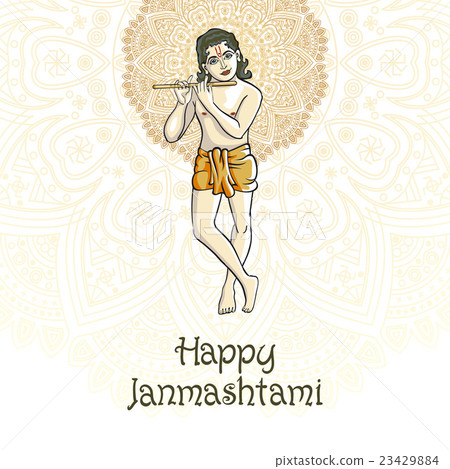 Krishna playing the flute. Vector of janamashtmi  23429884