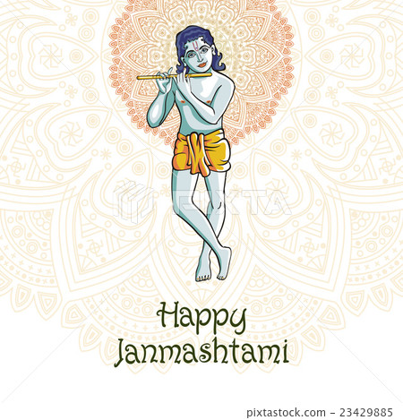 Krishna playing the flute. Vector of janamashtmi Krishna playing the flute. Vector of janamashtmi 23429885