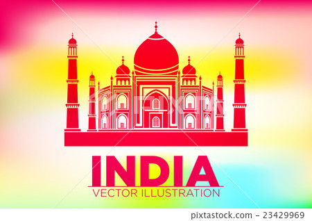Taj Mahal on a sunset background. vector Taj Mahal on a sunset background. vector 23429969